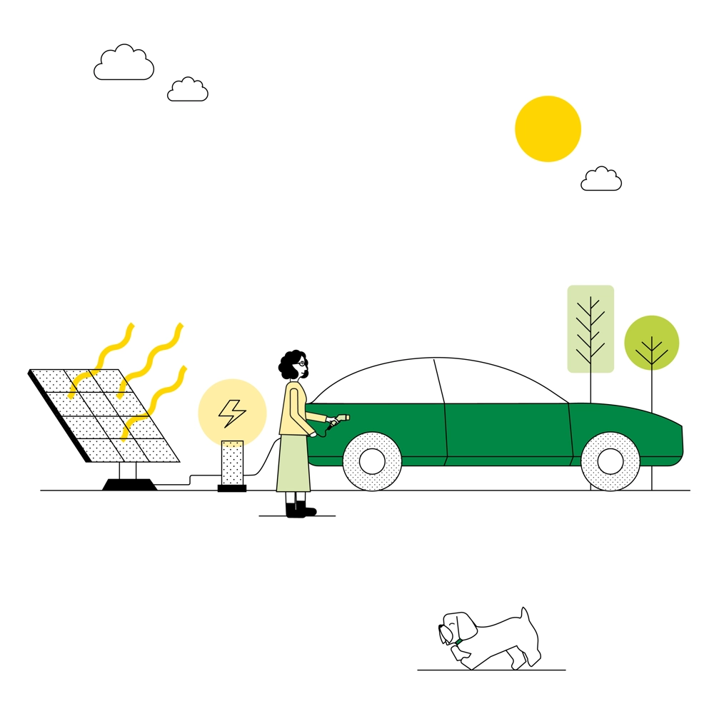 Illustration showing different forms of sustainable energy Illustration showing different forms of sustainable energy