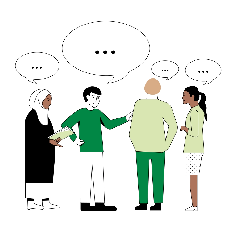 Illustration showing people talking Illustration showing people talking