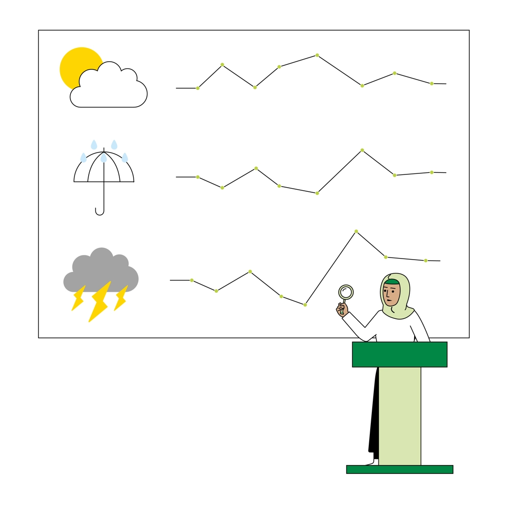 Illustration showing different weather patterns Illustration showing different weather patterns